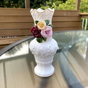 90s Hermitage Pottery 6" vase - raised Rose Buds Rare Find